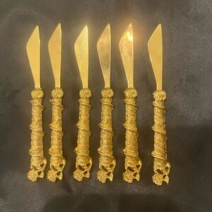 Antique Gold Tone Cocktail Knives Set of 6